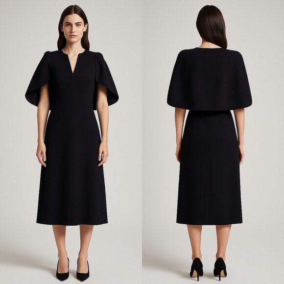 Givenchy black cape midi dress size M - Picture 1 of 6